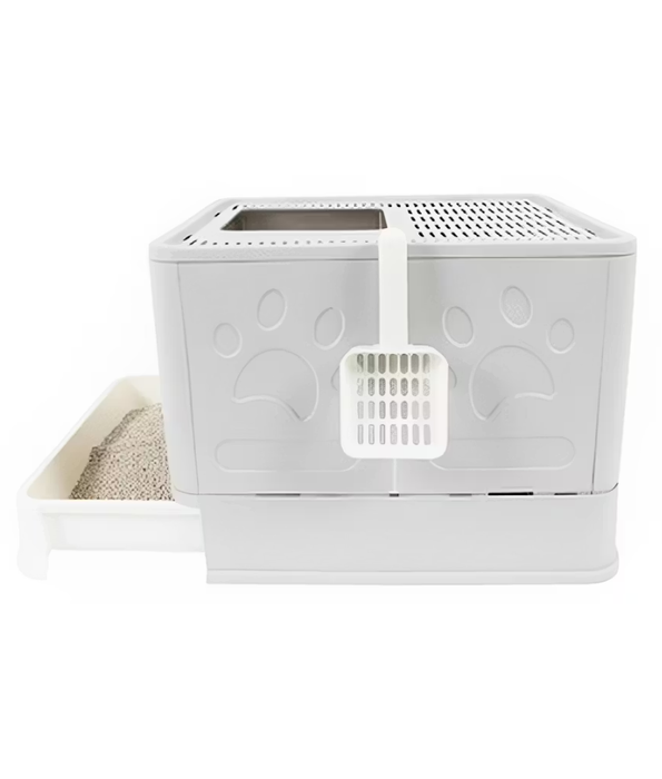 M-PETS - Sile Enclosed Cat Litter Box – Top & Front Entry, Pull-Out Drawer, Anti-Tracking – 51 x 41 x 38 cm