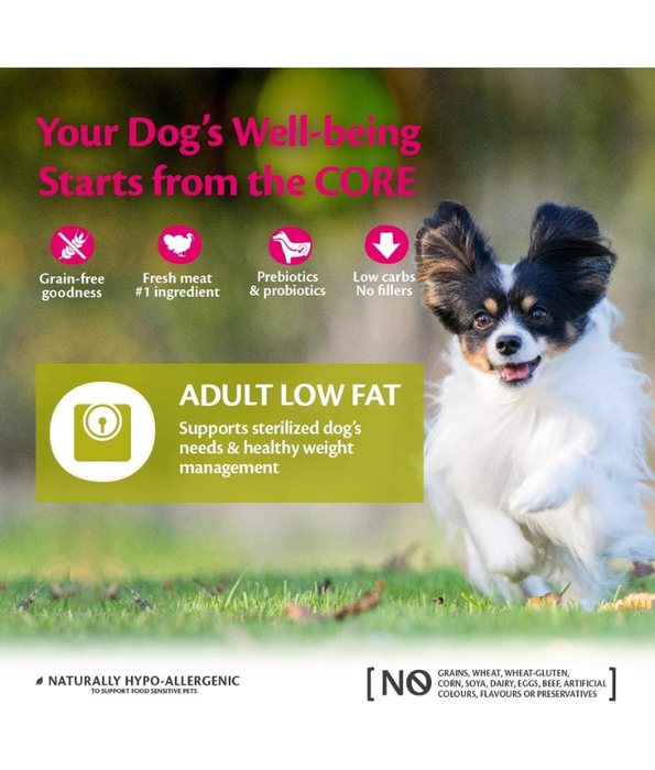 Wellness CORE - Small Breed, Adult Dry Dog Food, With Turkey, Low Fat, Grain-Free, Protein-Rich - 1.5kg
