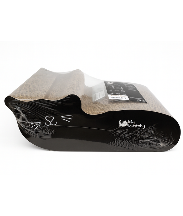 M-Pets - My Scratchy Black Jackson Cat Scratcher – Cardboard Lounger with Catnip & Toy Balls 47 × 25 × 19 cm