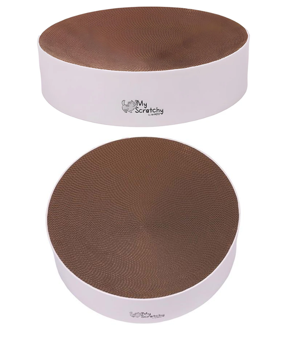 M-Pets - Maryland Scratch Board, Corrugated Cardboard, Round Shape, White - Ø41 x 10cm