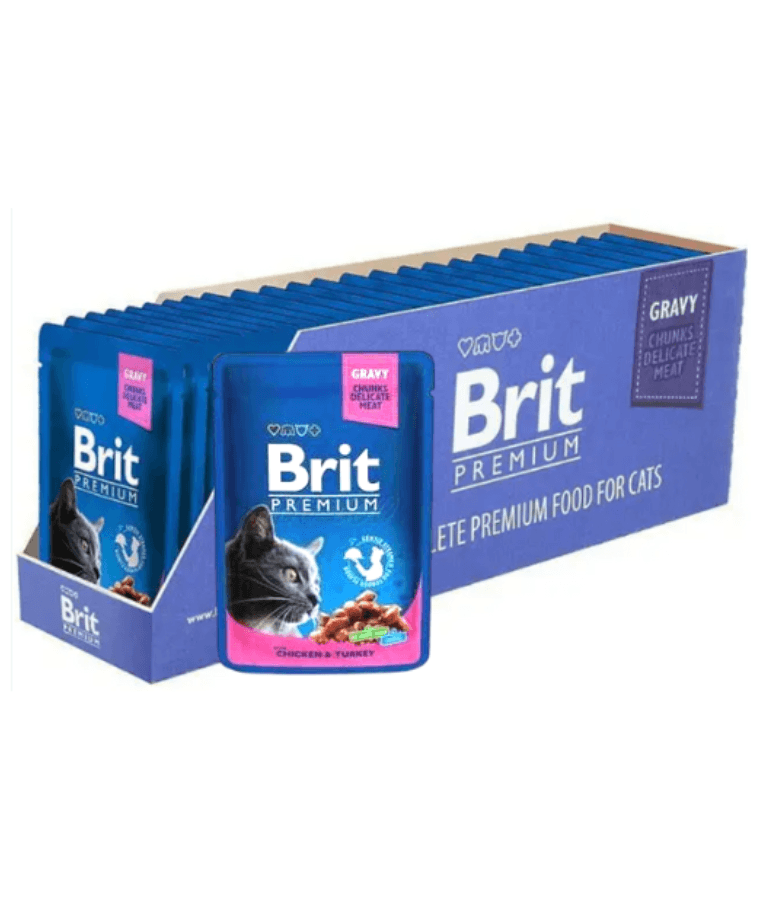 Brit Premium - Cat Pouches with Chicken & Turkey in Gravy, Adult, Cat Wet Food - 100g