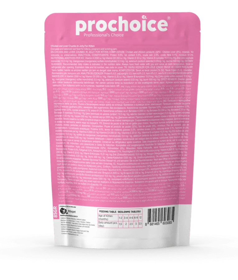 Prochoice - Kitten Meaty Bites With Chicken & Liver In Jelly 85g