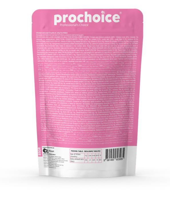 Prochoice - Kitten Meaty Bites With Chicken & Liver In Jelly 85g