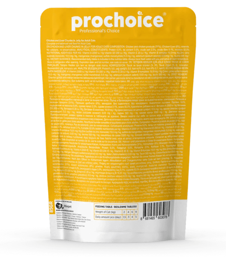 Prochoice - Adult Cat Bites With Chicken & Liver In Jelly 85g