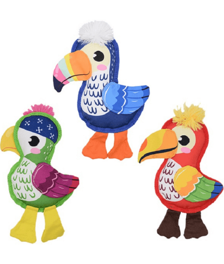 Pet Interest - Cuddly Canvas Bird Plush Dog Toy, Squeaker & Crinkle Sound, Soft Comfort Toy