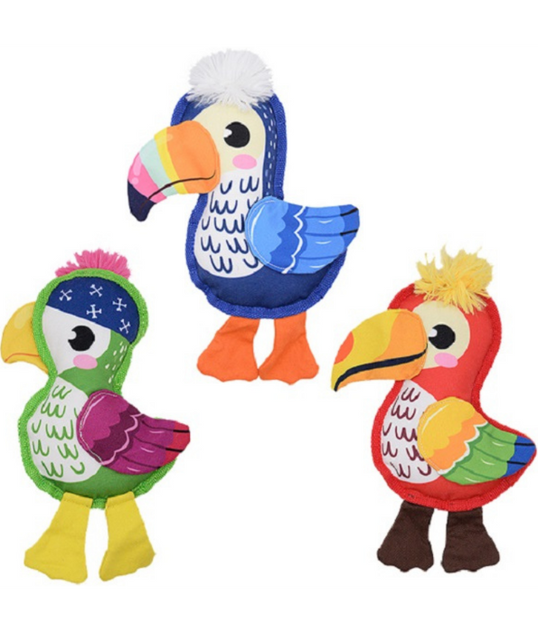 Pet Interest - Cuddly Canvas Bird Plush Dog Toy, Squeaker & Crinkle Sound, Soft Comfort Toy