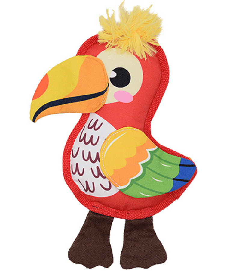 Pet Interest - Cuddly Canvas Bird Plush Dog Toy, Squeaker & Crinkle Sound, Soft Comfort Toy