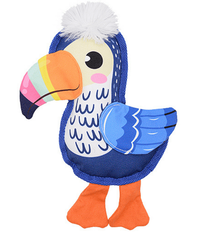 Pet Interest - Cuddly Canvas Bird Plush Dog Toy, Squeaker & Crinkle Sound, Soft Comfort Toy