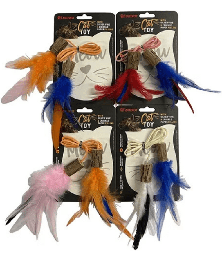 Pet Interest - Silvervine Feather String Cat Toy, Stress Relief Cat Toy