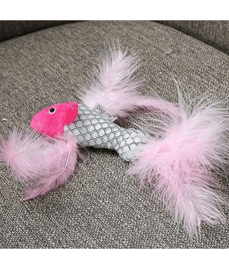 Pet Interest - Sea Fish Replacement Plush Cat Toy with Silvervine & Bell, Feathered Cat Toy