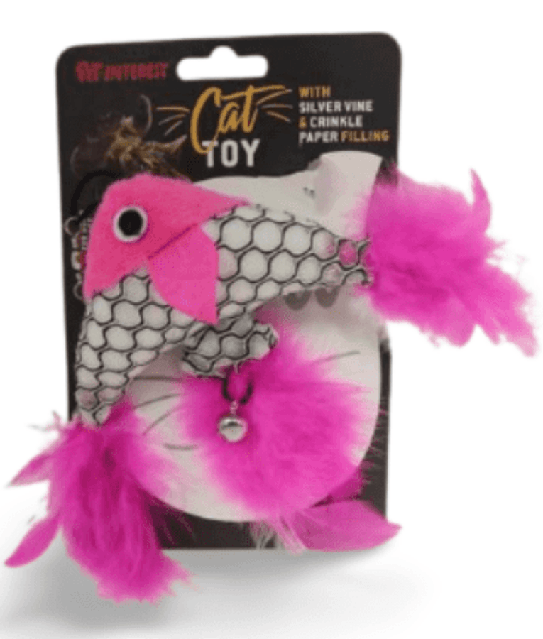 Pet Interest - Sea Fish Replacement Plush Cat Toy with Silvervine & Bell, Feathered Cat Toy