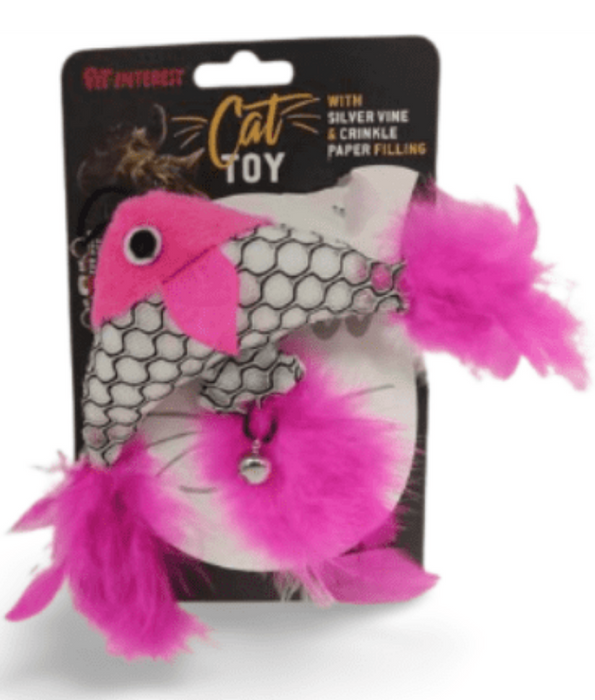 Pet Interest - Sea Fish Replacement Plush Cat Toy with Silvervine & Bell, Feathered Cat Toy