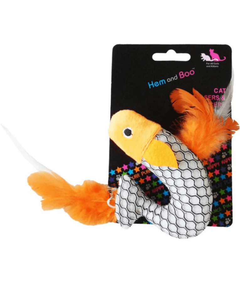 Pet Interest - Sea Fish Replacement Plush Cat Toy with Silvervine & Bell, Feathered Cat Toy