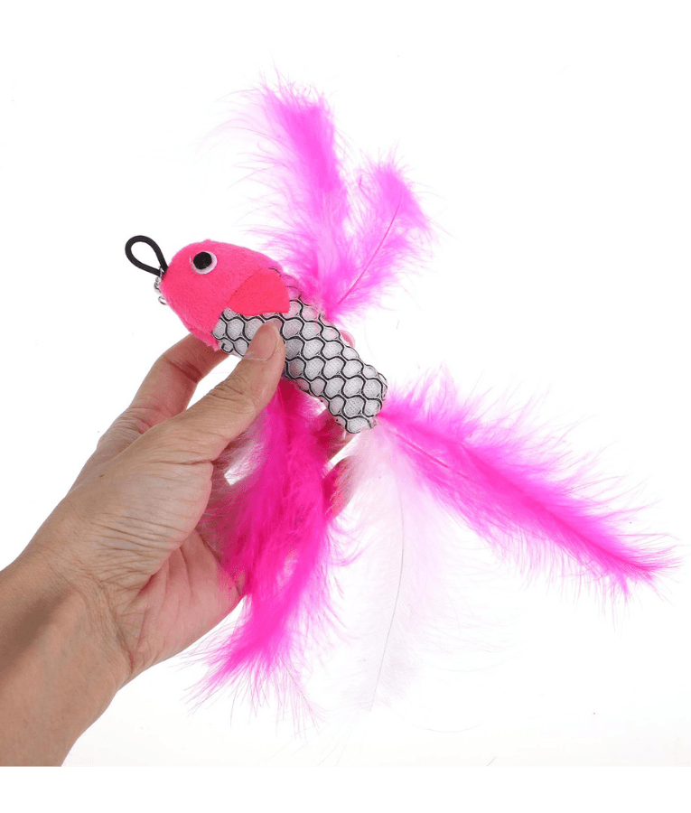 Pet Interest - Sea Fish Replacement Plush Cat Toy with Silvervine & Bell, Feathered Cat Toy