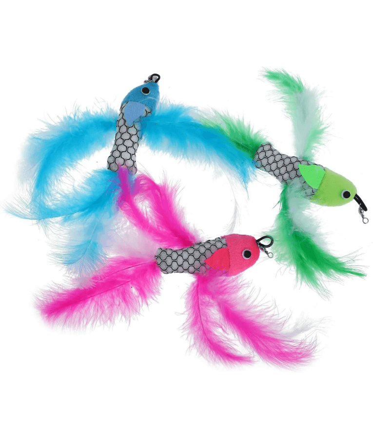 Pet Interest - Sea Fish Replacement Plush Cat Toy with Silvervine & Bell, Feathered Cat Toy