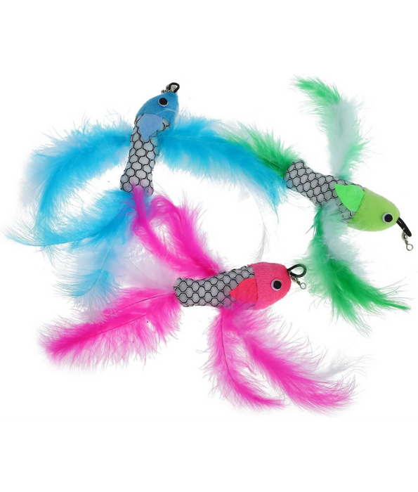 Pet Interest - Sea Fish Replacement Plush Cat Toy with Silvervine & Bell, Feathered Cat Toy