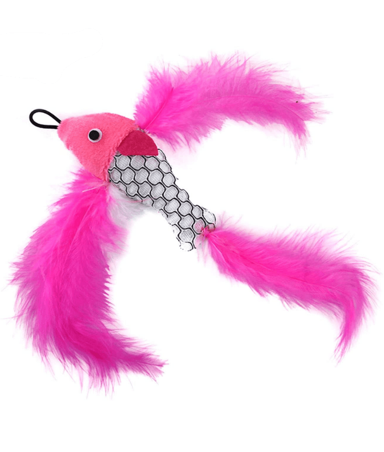 Pet Interest - Sea Fish Replacement Plush Cat Toy with Silvervine & Bell, Feathered Cat Toy