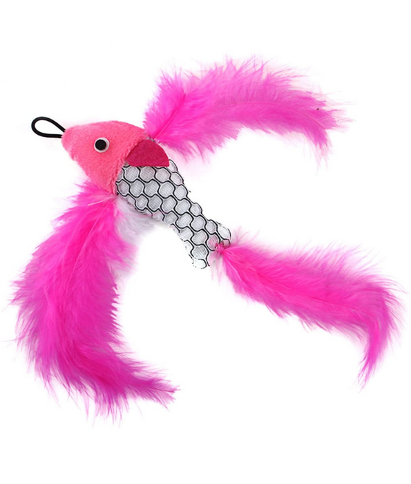 Pet Interest - Sea Fish Replacement Plush Cat Toy with Silvervine & Bell, Feathered Cat Toy