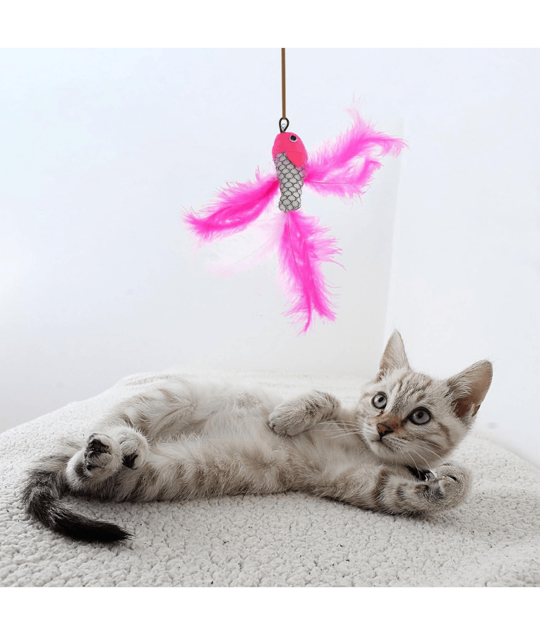 Pet Interest - Sea Fish Replacement Plush Cat Toy with Silvervine & Bell, Feathered Cat Toy