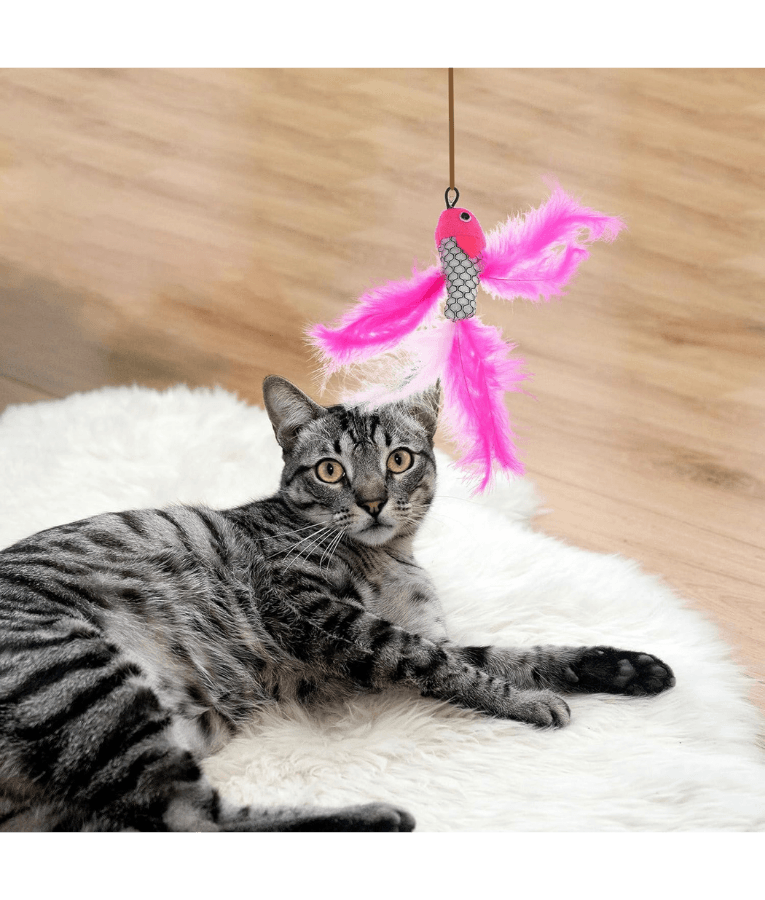 Pet Interest - Sea Fish Replacement Plush Cat Toy with Silvervine & Bell, Feathered Cat Toy