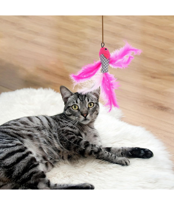 Pet Interest - Sea Fish Replacement Plush Cat Toy with Silvervine & Bell, Feathered Cat Toy