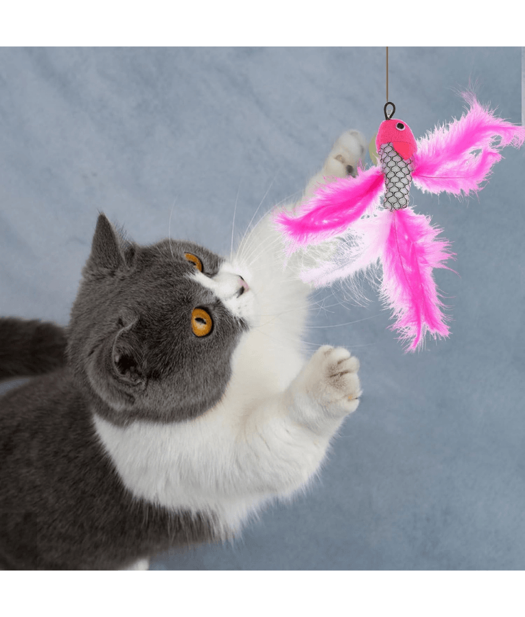 Pet Interest - Sea Fish Replacement Plush Cat Toy with Silvervine & Bell, Feathered Cat Toy