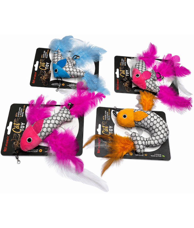 Pet Interest - Sea Fish Replacement Plush Cat Toy with Silvervine & Bell, Feathered Cat Toy