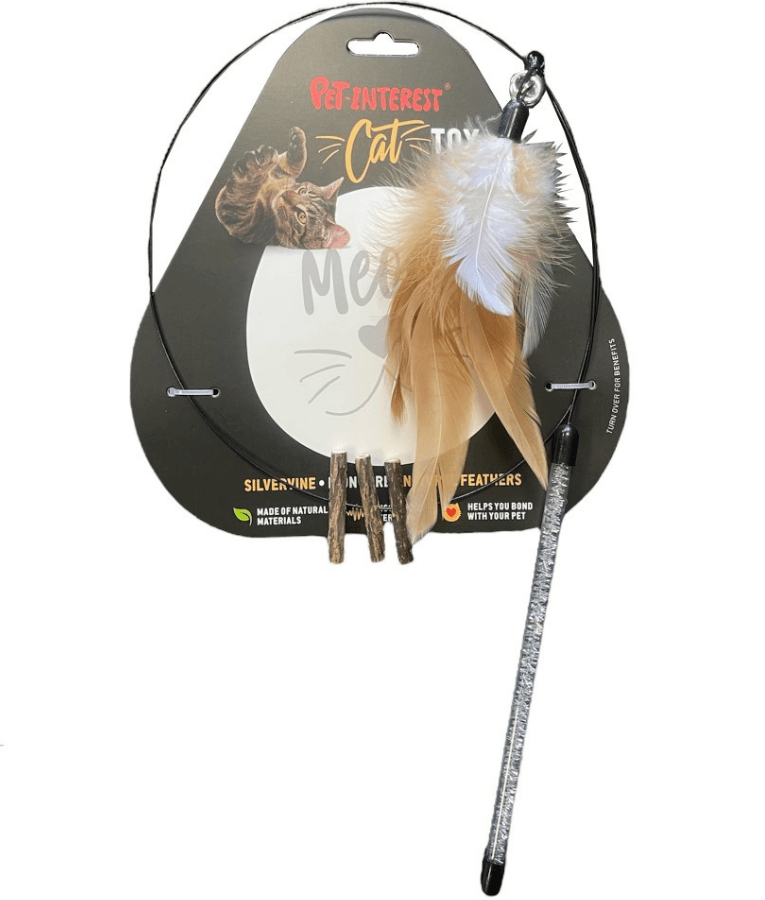 Pet Interest - Dancer Stick with Silvervine & Feathers Cat Teaser Toy