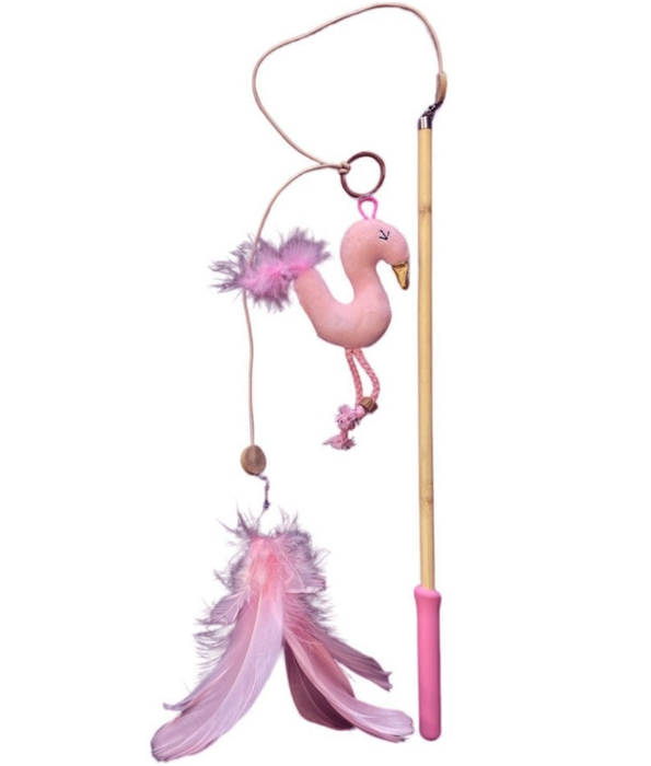 Pet Interest - Bamboo Stick with Silvervine Flamingo Cat Teaser Toy