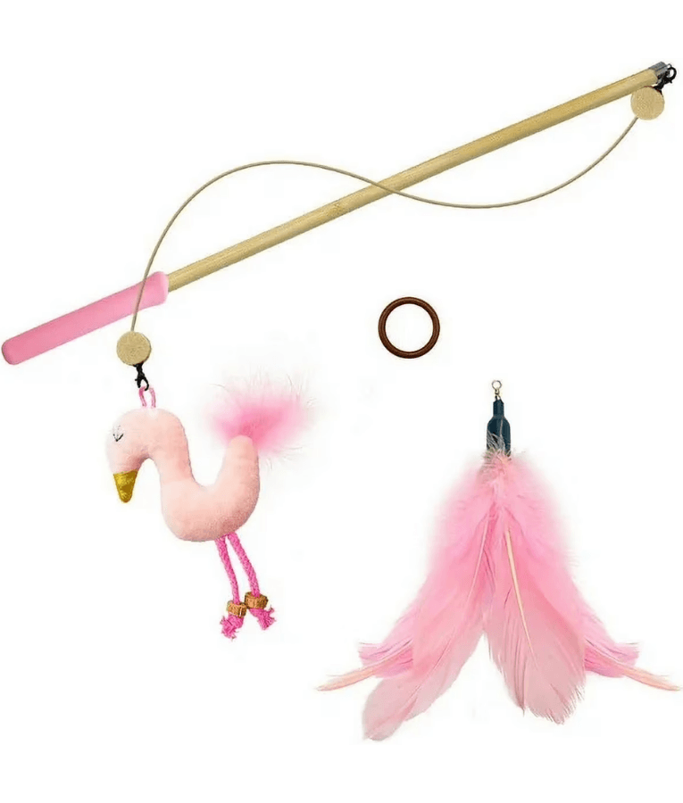 Pet Interest - Bamboo Stick with Silvervine Flamingo Cat Teaser Toy