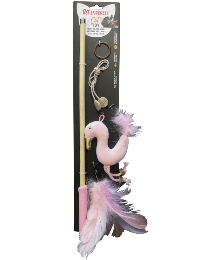 Pet Interest - Bamboo Stick with Silvervine Flamingo Cat Teaser Toy