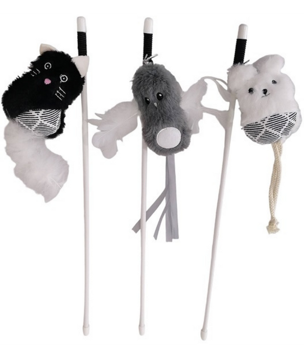Pet Interest - Plush Animal Cat Teaser Stick Toy