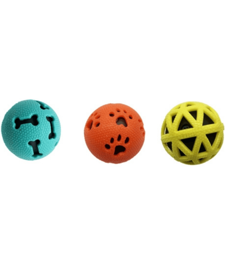 Pet Interest - Bouncy Balls with Squeaker, TPR Dog Toy Set - 3 pcs