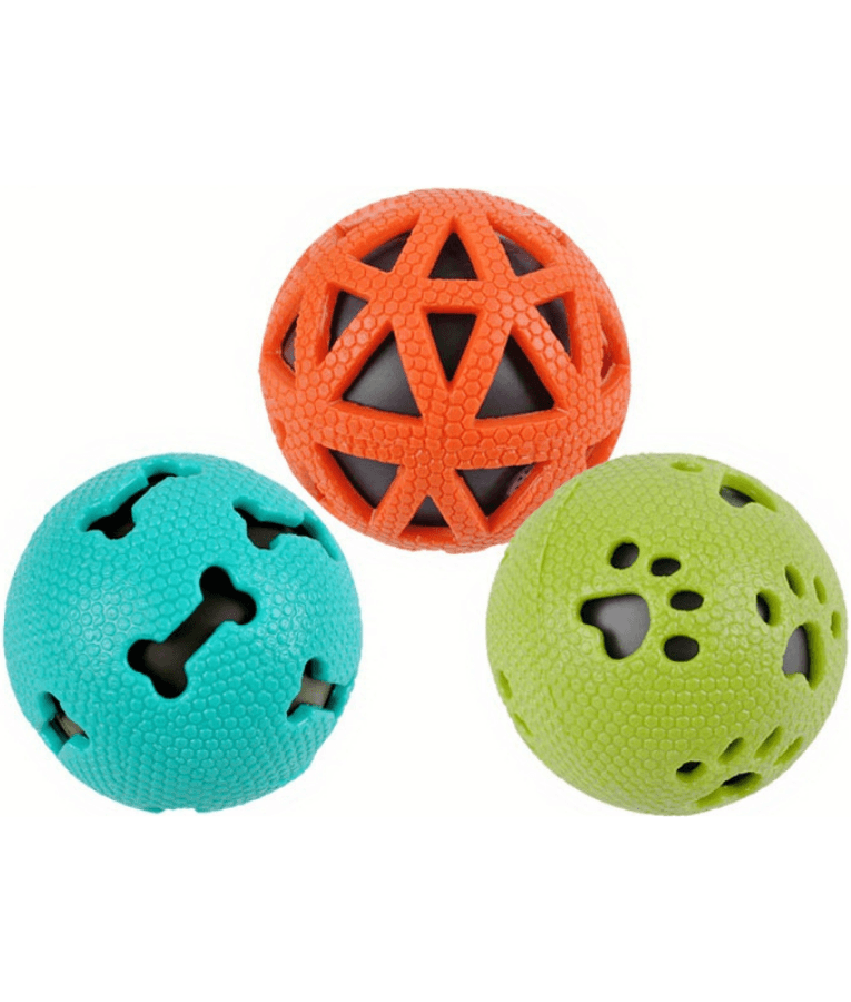 Pet Interest - Bouncy Balls with Squeaker, TPR Dog Toy Set - 3 pcs