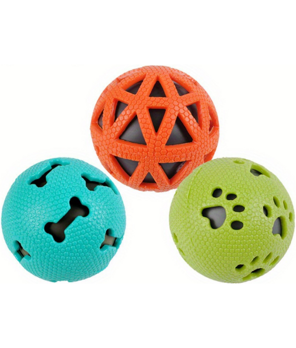 Pet Interest - Bouncy Balls with Squeaker, TPR Dog Toy Set - 3 pcs