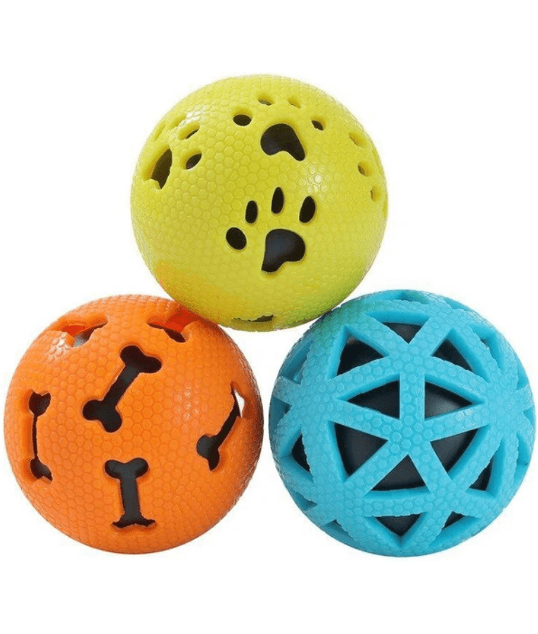 Pet Interest - Bouncy Balls with Squeaker, TPR Dog Toy Set - 3 pcs