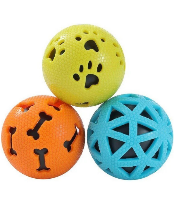 Pet Interest - Bouncy Balls with Squeaker, TPR Dog Toy Set - 3 pcs