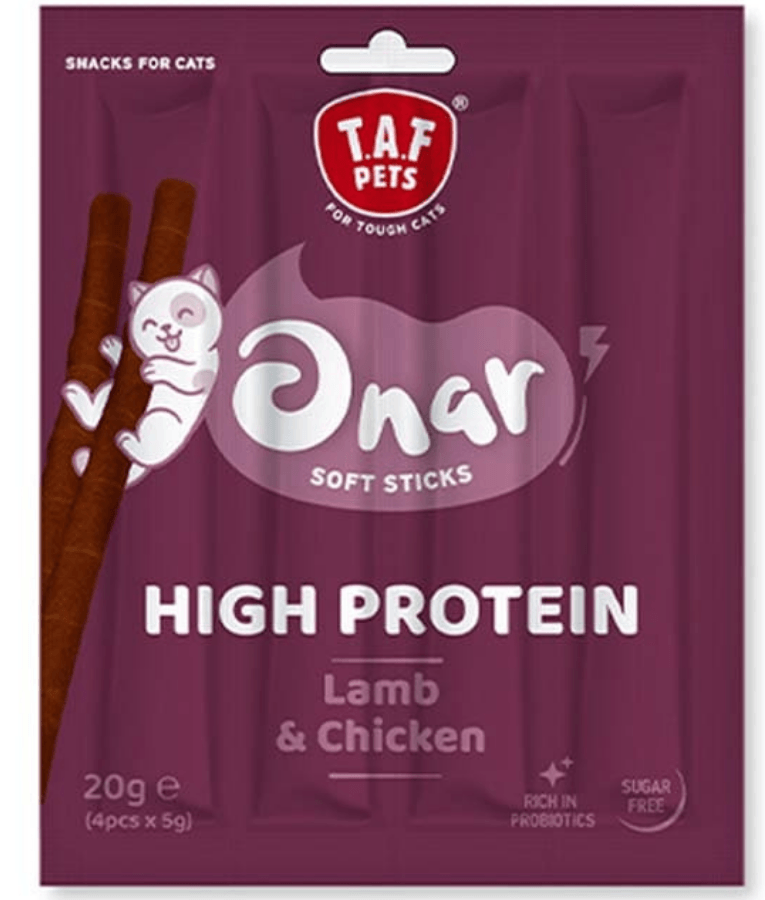 TAF Pets - Onar Soft Sticks, Lamb & Chicken, High-Protein Soft Cat Treats, All Life Stages - 20g (4x5g)