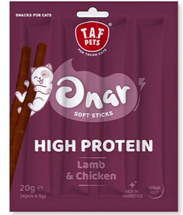 TAF Pets - Onar Soft Sticks, Lamb & Chicken, High-Protein Soft Cat Treats, All Life Stages - 20g (4x5g)