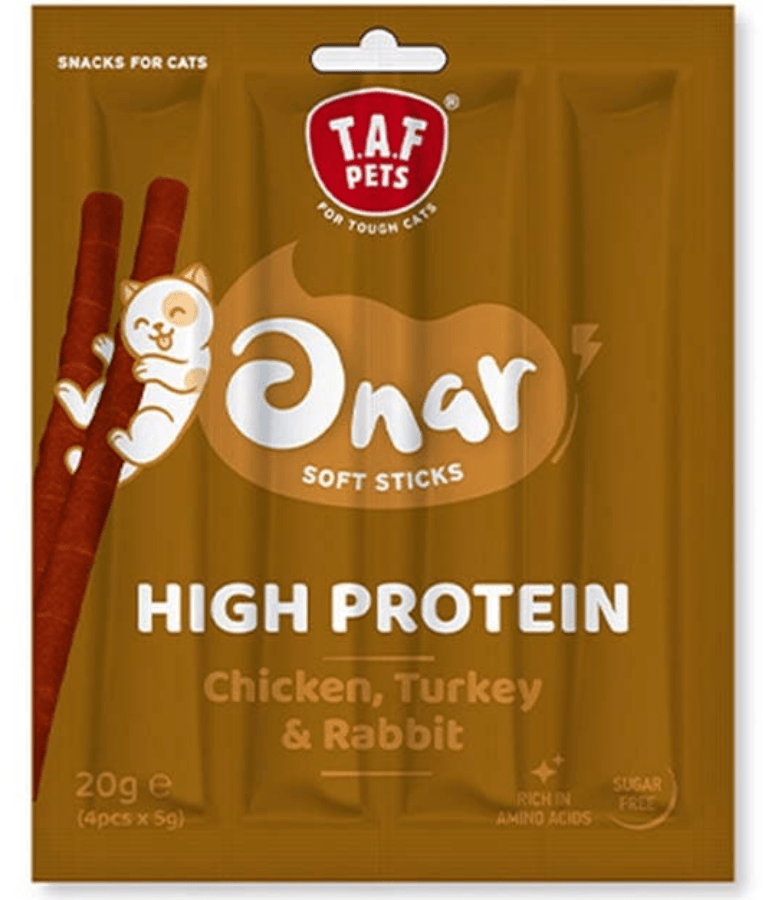 TAF Pets - Onar Soft Sticks, Chicken, Turkey & Rabbit, High-Protein Soft Cat Treats, All Life Stages - 20g (4x5g)