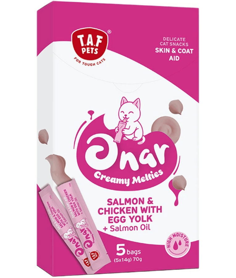 TAF Pets - Onar Creamy Snacks, Salmon & Chicken, Skin & Coat Creamy Cat Treats, All Life Stages - 70g (5x14g)