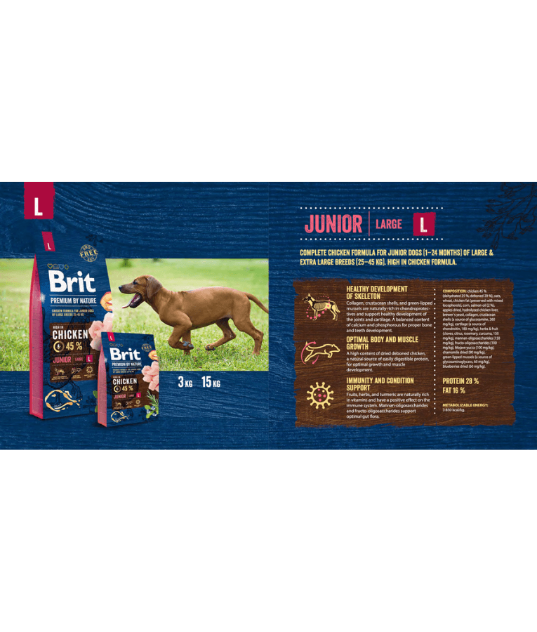 Brit Premium - Junior Large Breed With Chicken 3kg-15kg