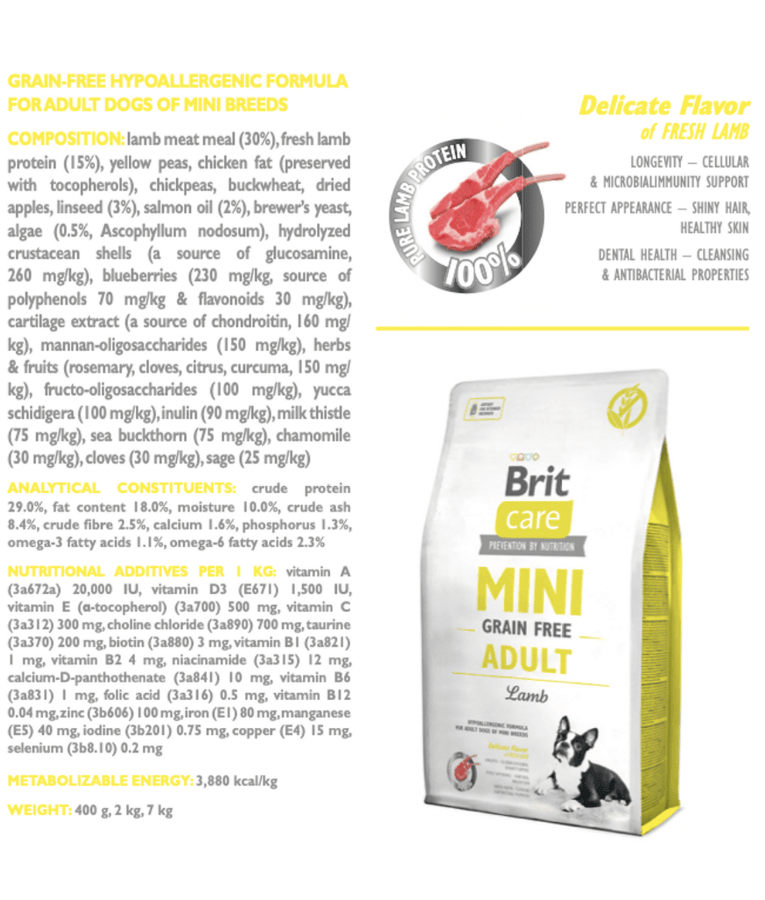 Brit Care - Mini Adult Grain Free Lamb 2kg