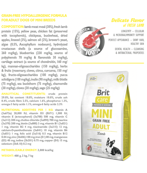 Brit Care - Mini Adult Grain Free Lamb 2kg