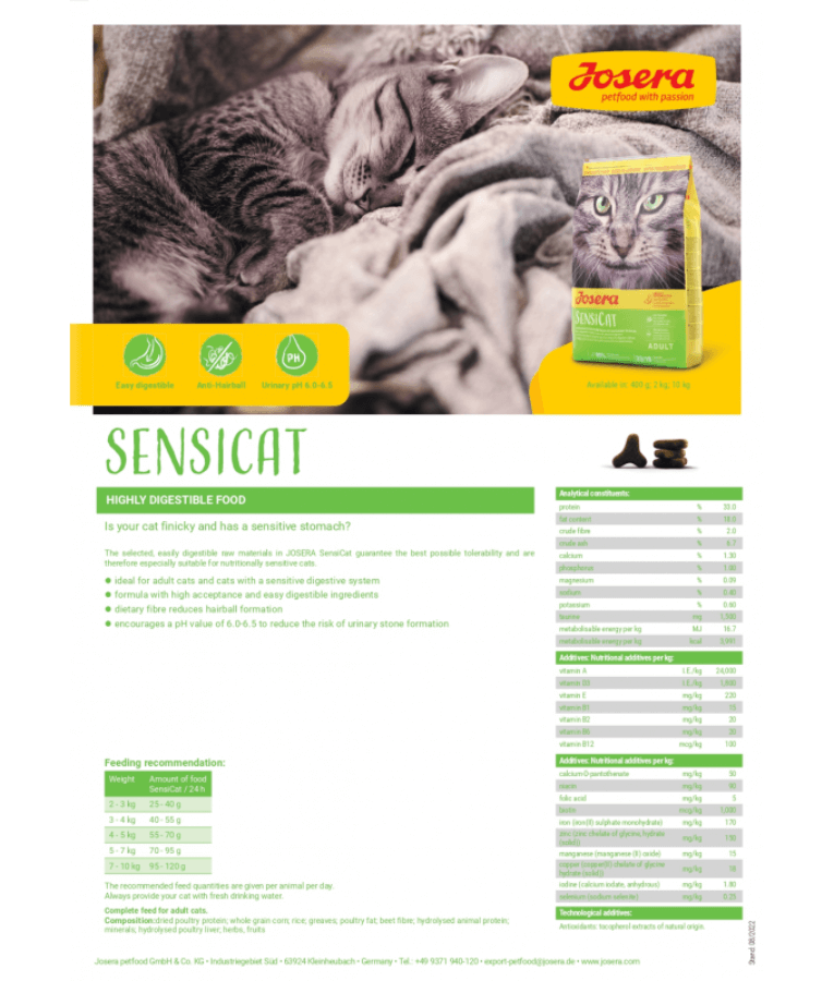 Josera - Sensicat - For Sensitive Cats with Hairball Control & Urinary Health - 2kg