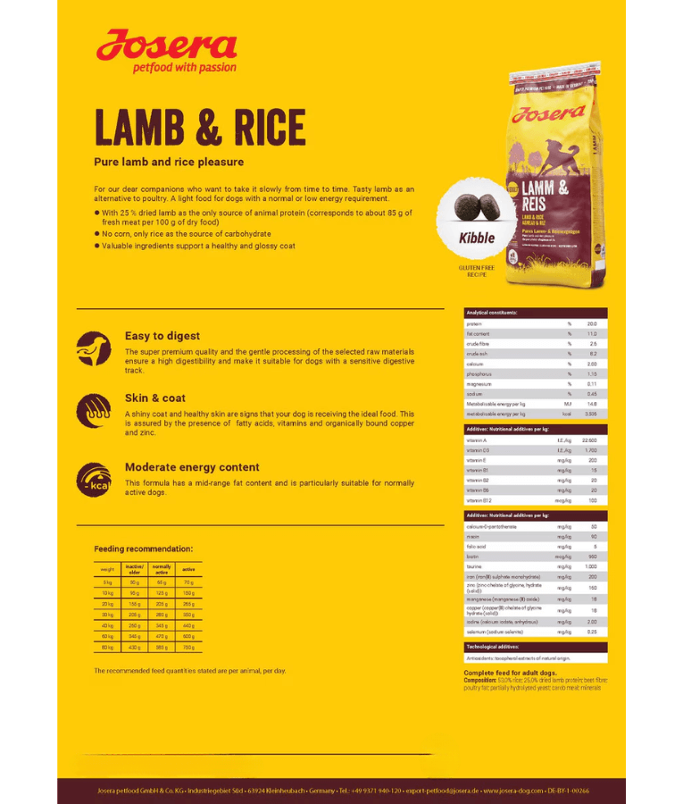 Josera - Lamb and Rice 12.5kg