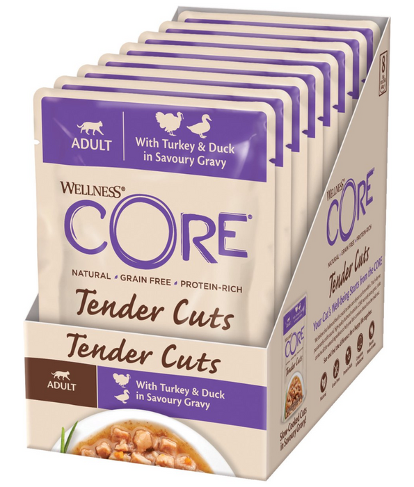 Wellness CORE Tender Cuts Turkey & Duck in Savory Gravy 85g