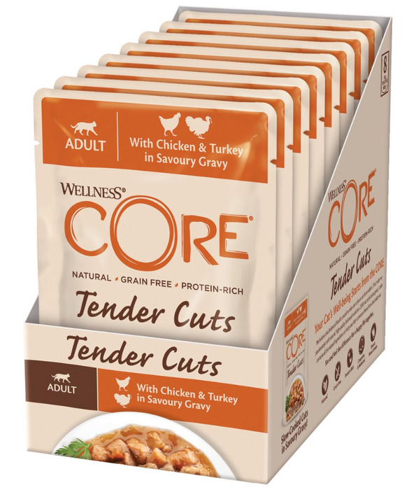 Wellness CORE Tender Cuts Chicken & Turkey in Savory Gravy 85g