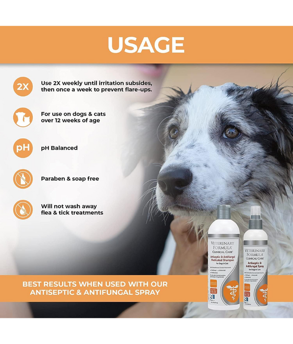Synergy Lab - Veterinary Formula Clinical Care Antiseptic and Antifungal Shampoo for Dogs and Cats