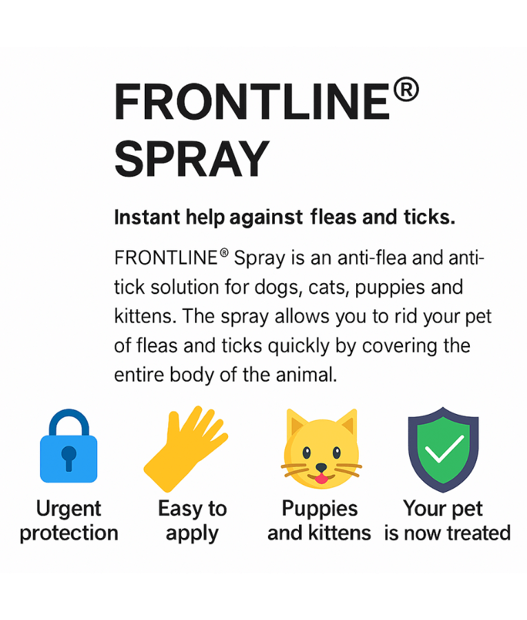 Frontline Spray for Dogs & Cats – Instant Flea & Tick Protection – 100ml & 250ml